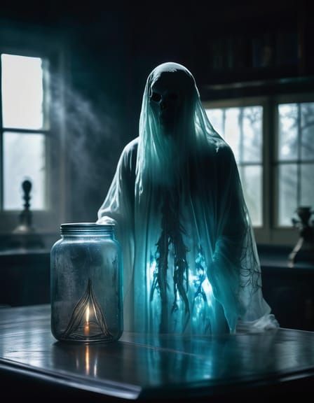 Eerie Ghost Trapped in Glass Jar