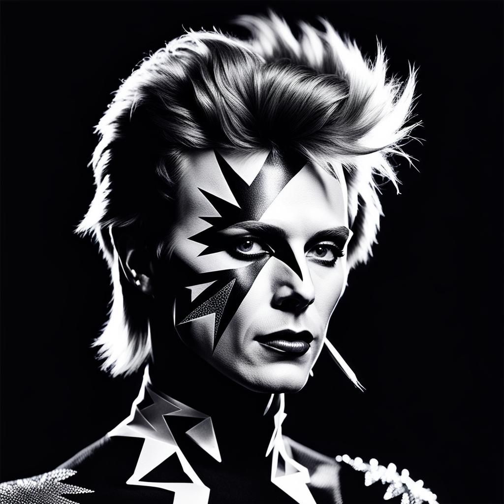 Ziggy Stardust Photogram in Black and White