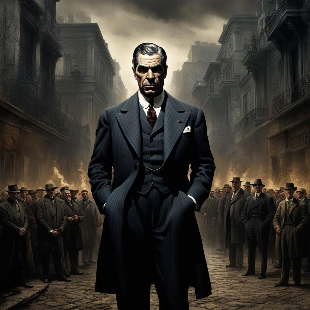 Sinister Portrait of Lucky Luciano as Matte Painting