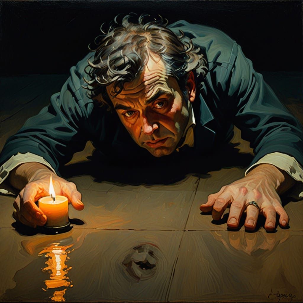 Surreal Fallen Man in Expressionist Painting Style