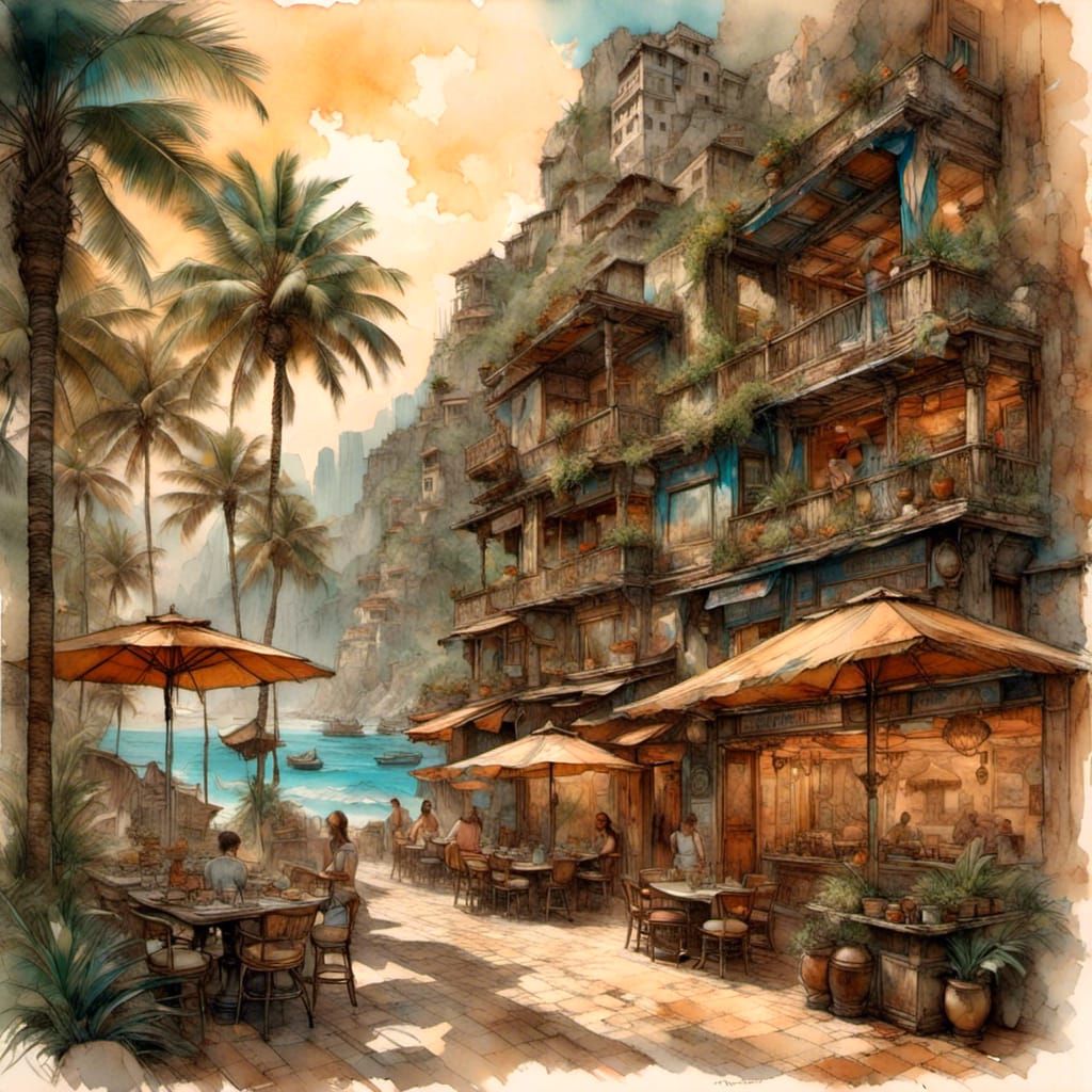 Brunette on Miami Beach at Sunset in Cinematic Style