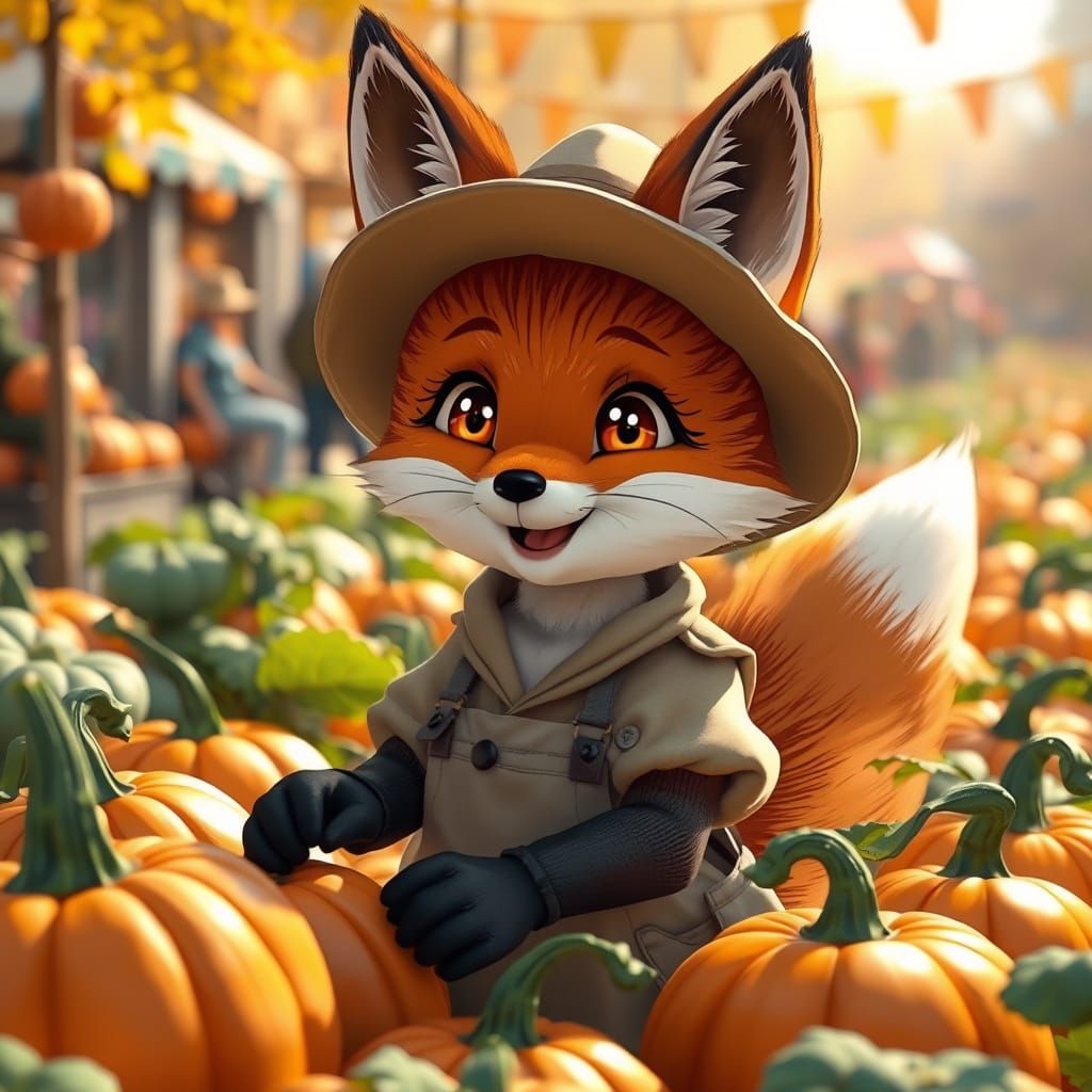 Anime Fox in Autumn Harvest Festival