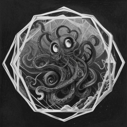 DNA Octopus in Black Ink Illustration