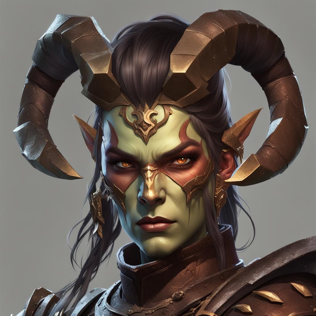 Evil Beauty: Half-Orc Villain Portrait in 8K