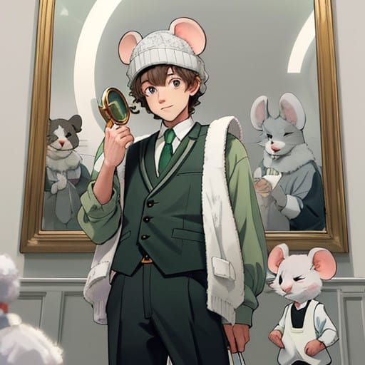Charming Mouse Self Portrait in Whimsical Attire