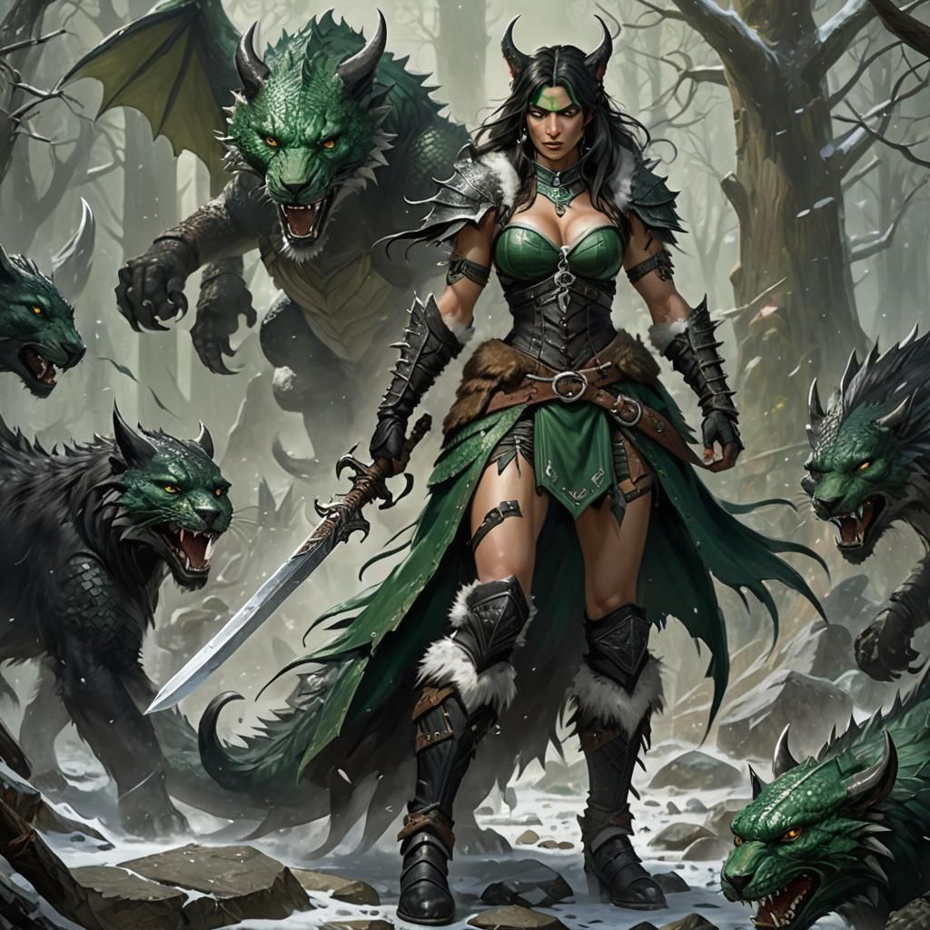 Catfolk Barbarian Concept Art in Dark Fantasy Style