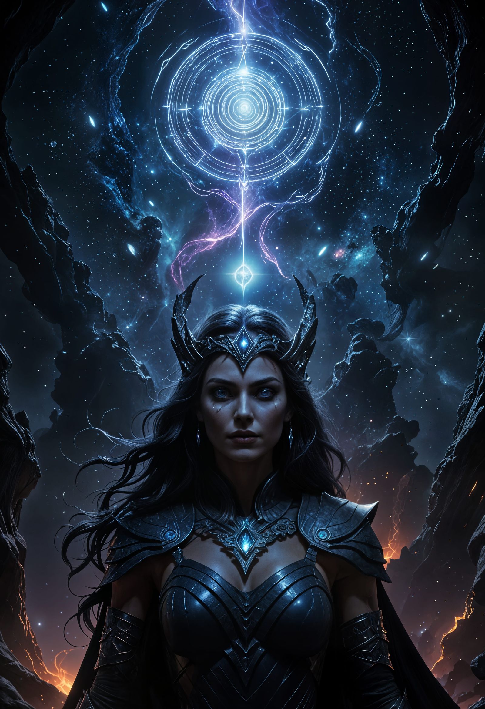 Cosmic Lilith in Dark Ritual with Radiant Energy