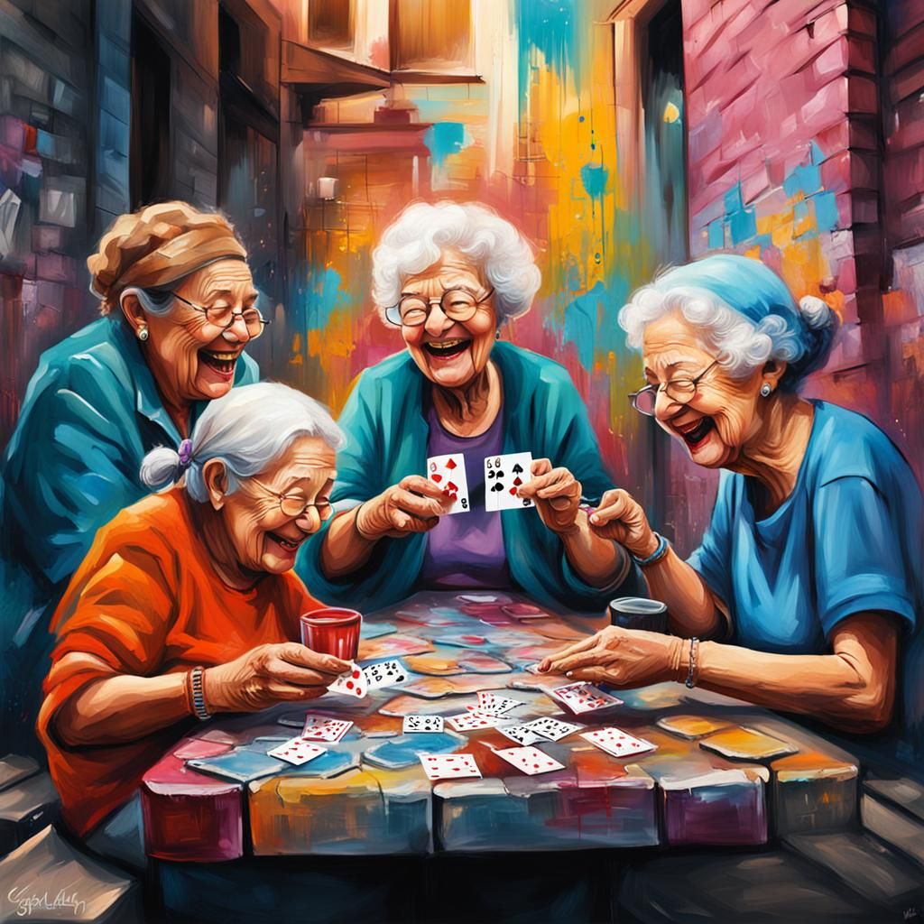 Grandma's Graffiti Art Bridge Game with Friends