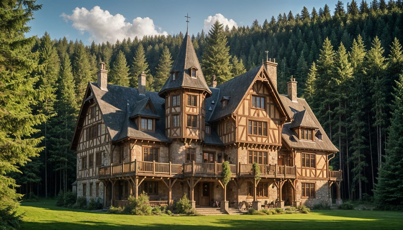 Cozy Half-Timbered Lodge Amidst Pine Woods