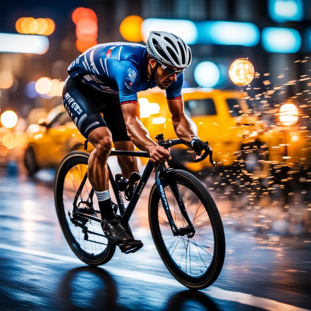 Hyperrealistic Bicycle Street Race at Night