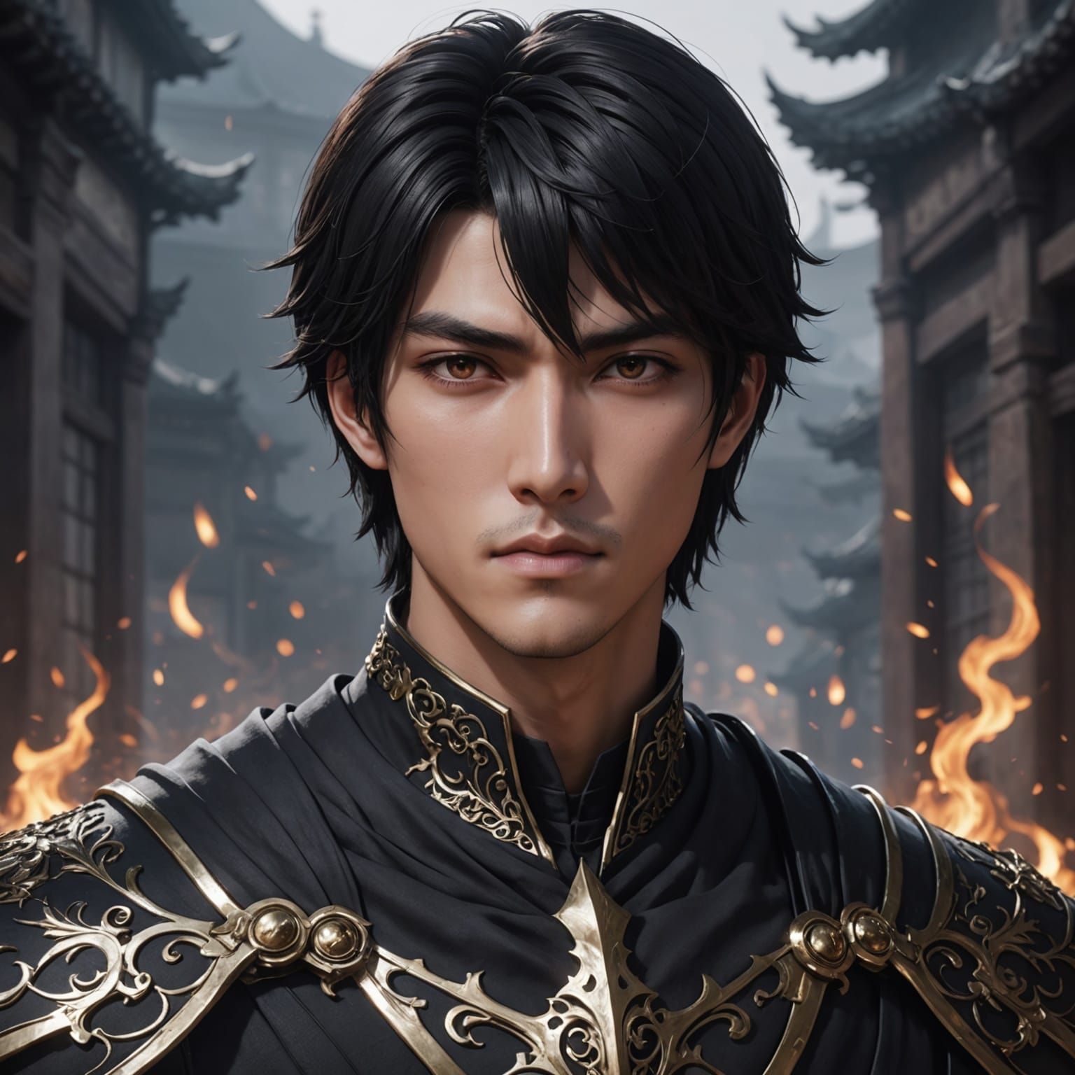 Cyberpunk Death Lord with Anime-Inspired Features