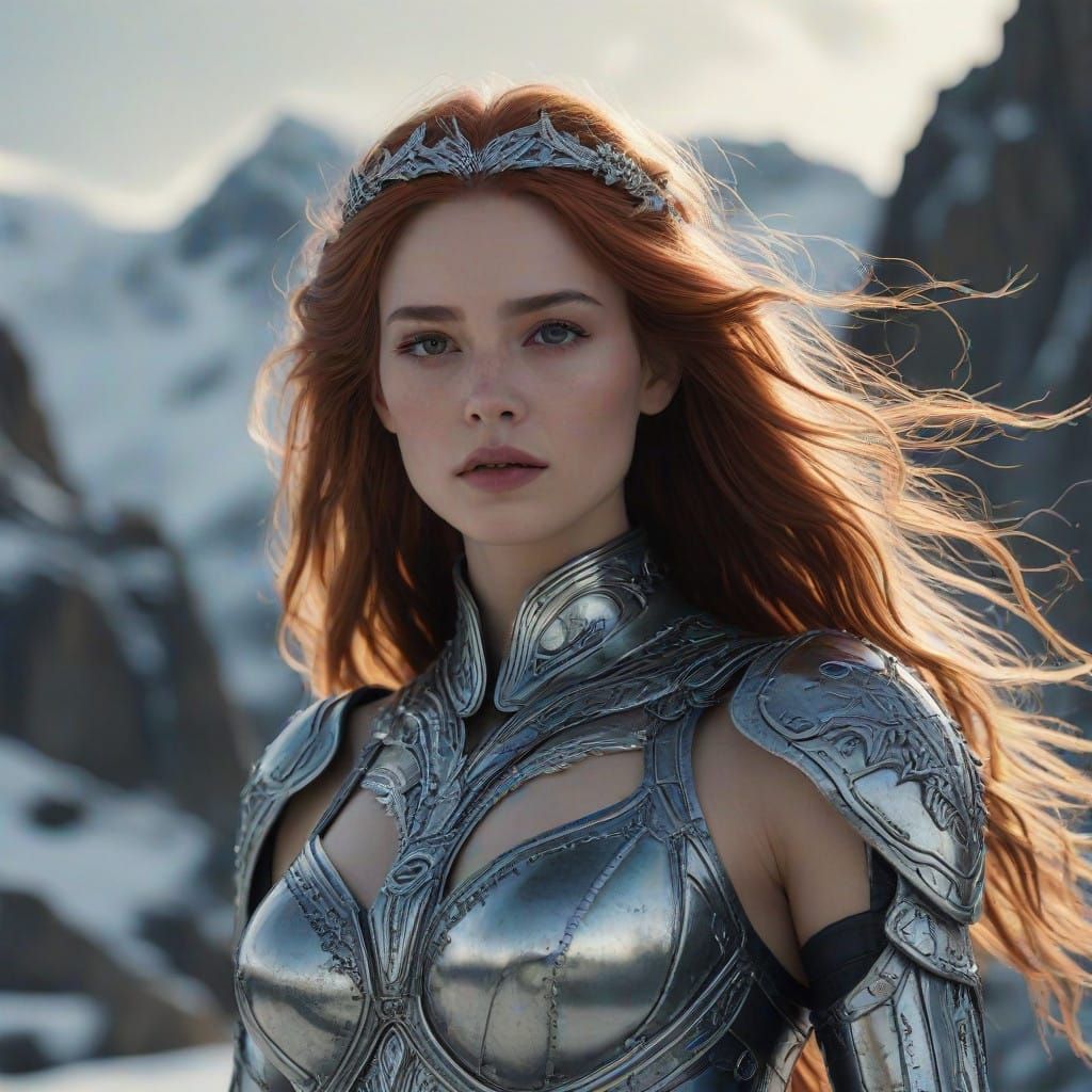 Ethereal Goddess Dominates Frosty Mountain Landscape in Real...