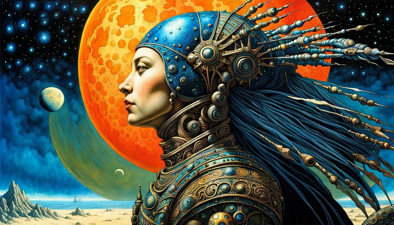 Sci-Fi Lady with Starry Necklace