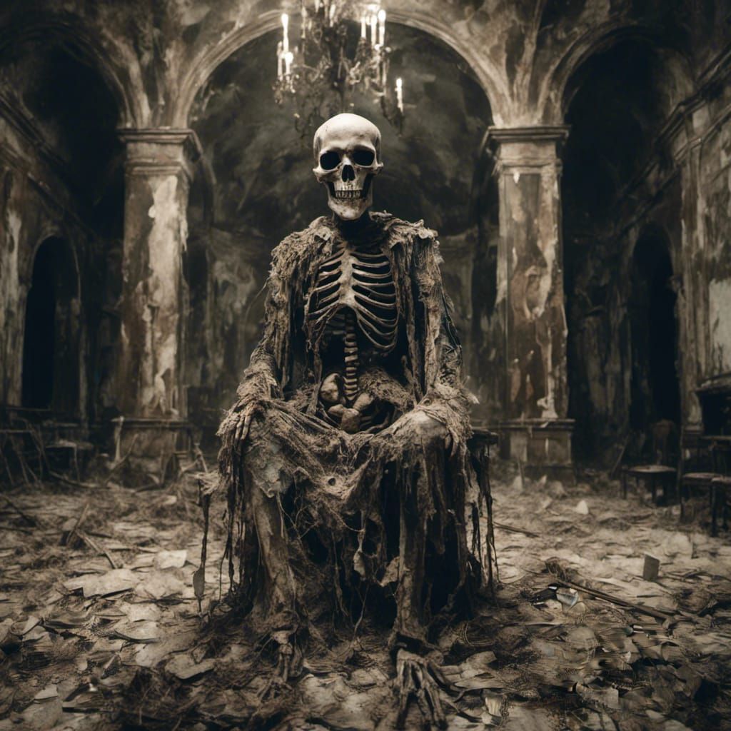 Skeleton Opera Performance in Macabre Style