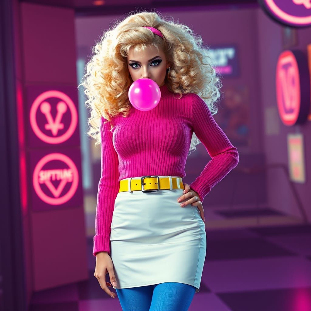 Nostalgic 80s Siren Blows Bubblegum Bubble in High-Fantasy S...