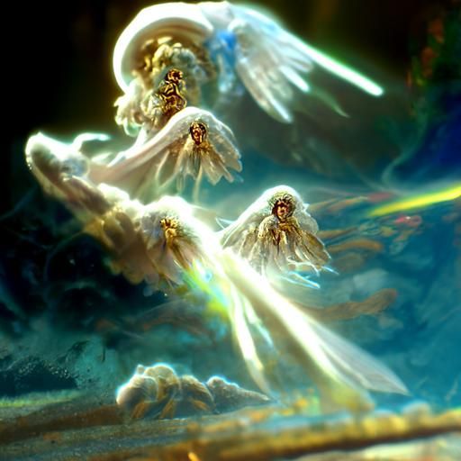 Guardian Angels in Heaven: A Photorealistic Painting