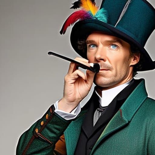 Sherlock Holmes in Hat with Feathers