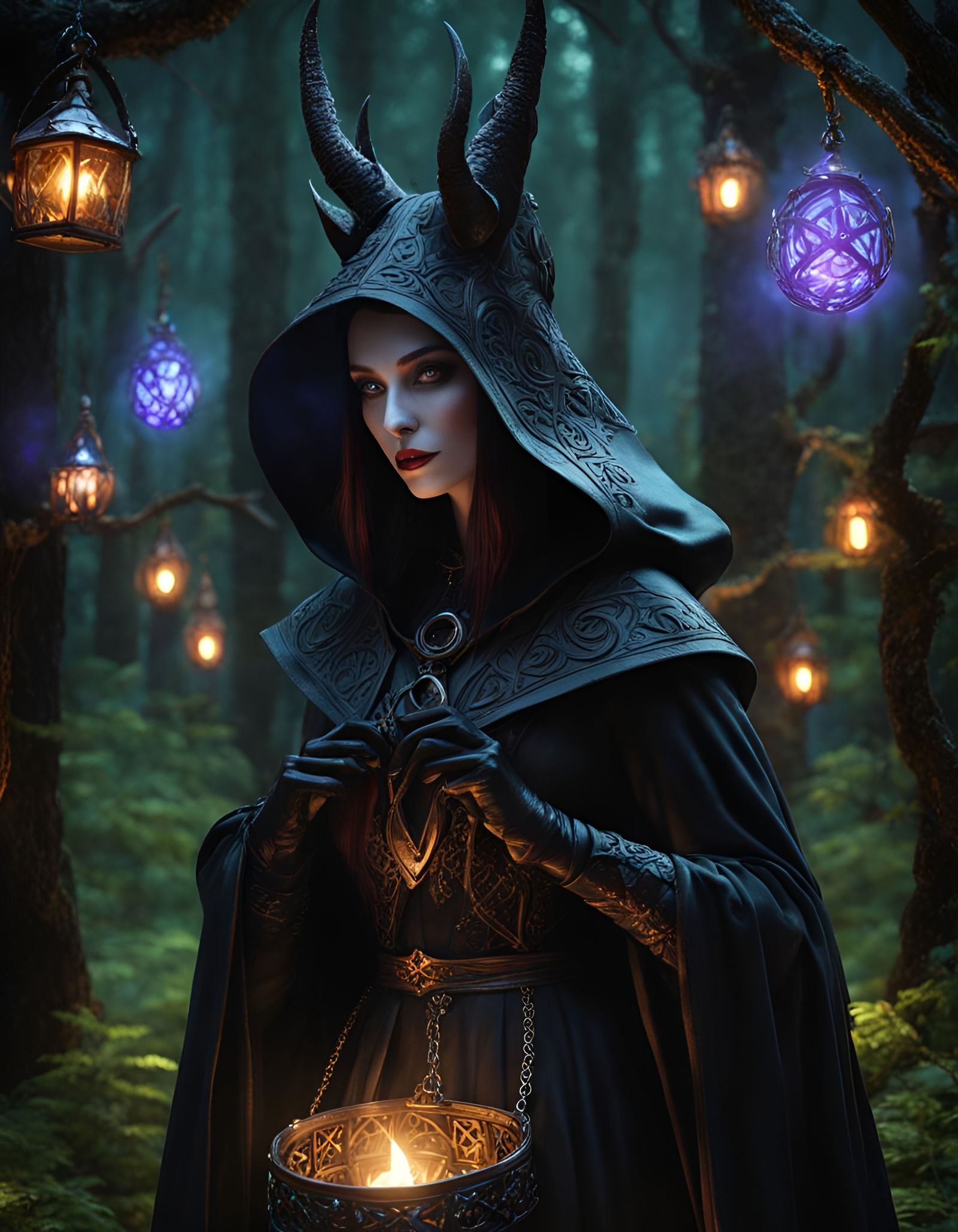 Dark Fairytale Sorcerer in Goblincore Forest