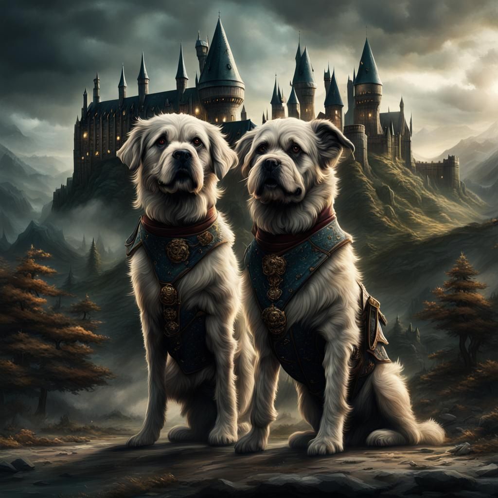 Three-Headed Dog in Harry Potter Style
