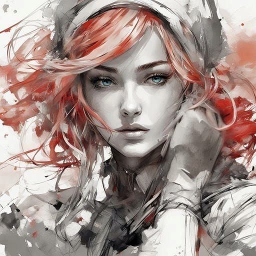 Portrait of a Beautiful Tatar Girl in Splash Art Style