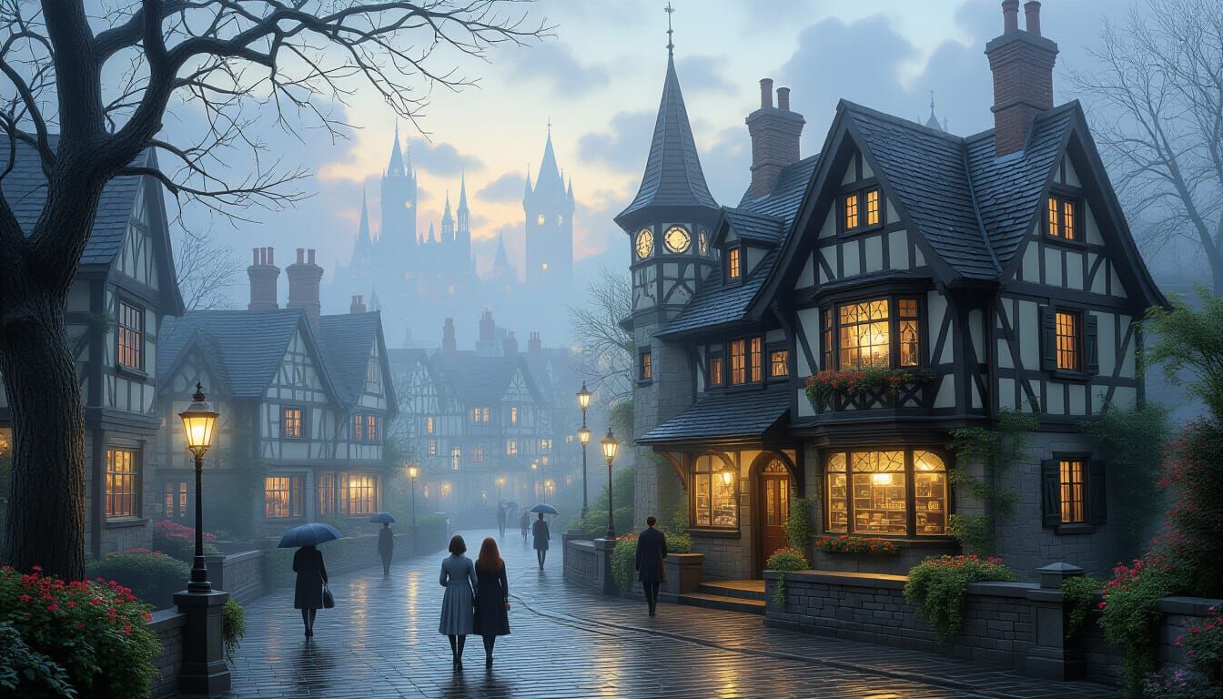 Ethereal Fantasy Job Centre in Hyperdetailed Mist