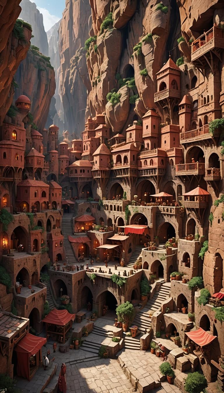 Medieval fantasy kingdom on a mountain