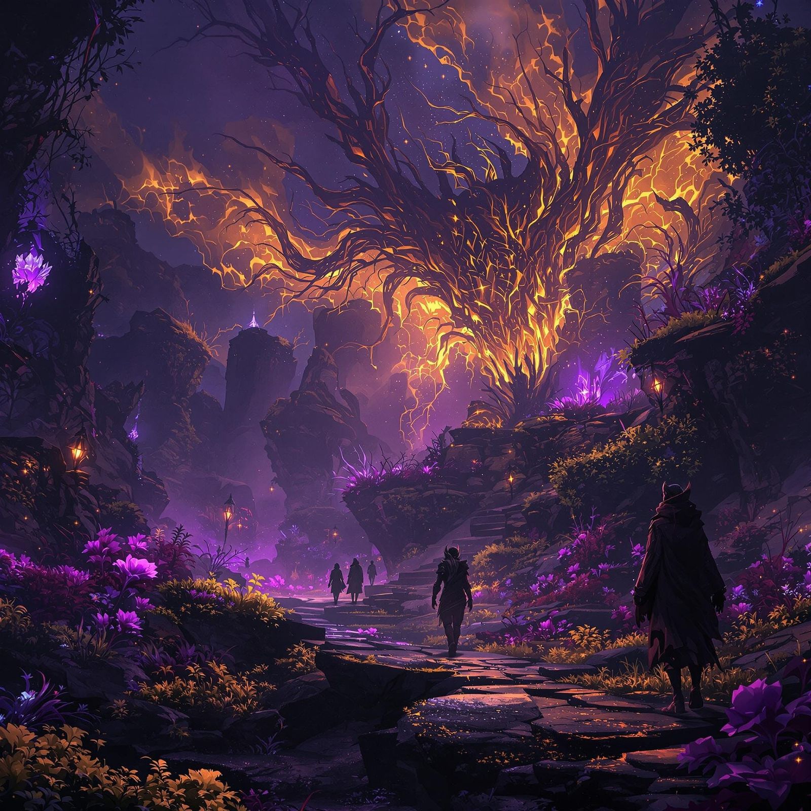 Dark Fantasy Scene in Style of Art Nouveau