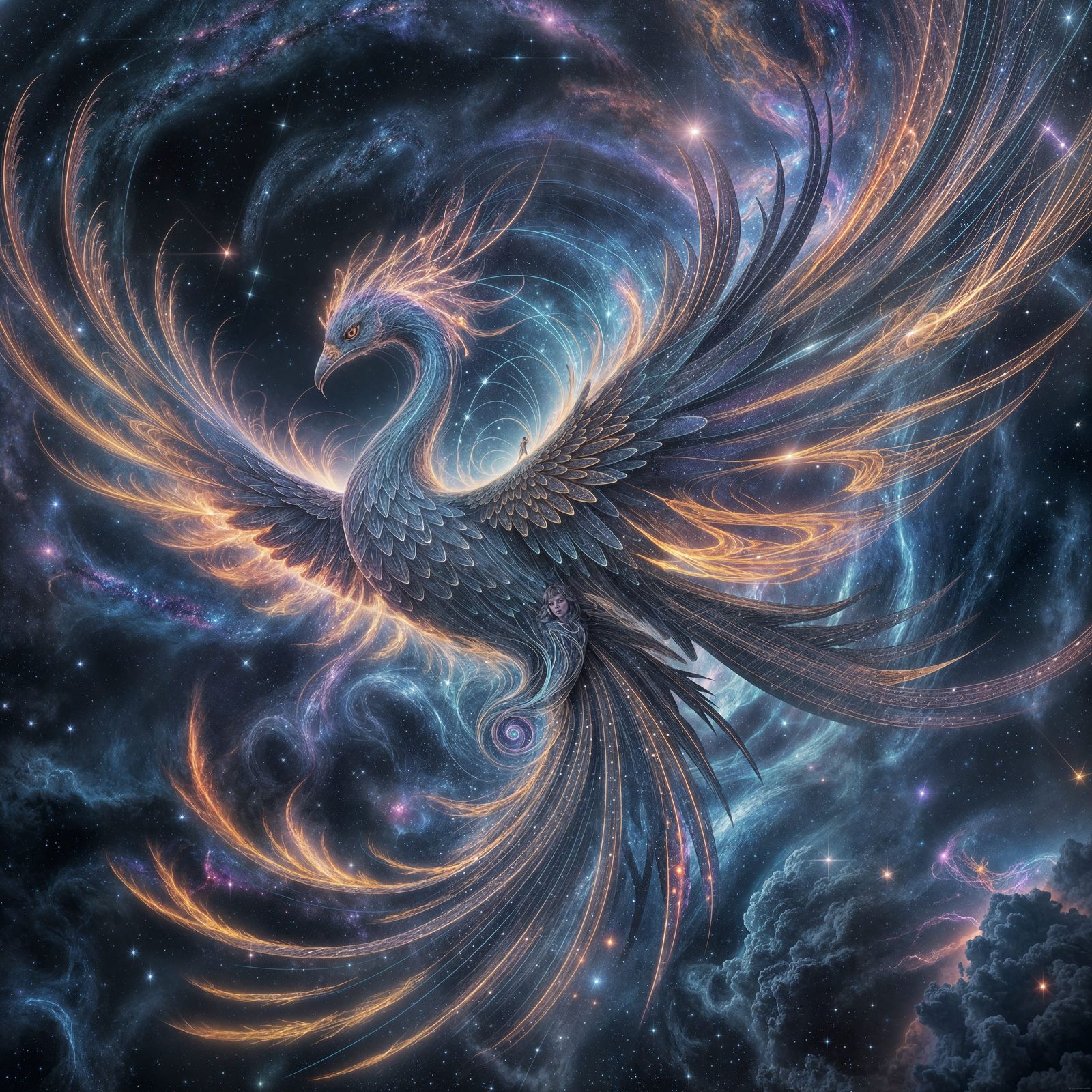 Epic Phoenix Emerges from Cosmic Nebula in Brilliant Digital...