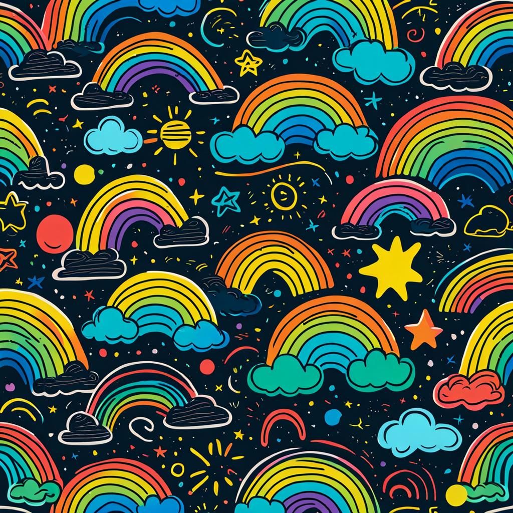 Fun colorful line doodle seamless pattern. Creative minimalist style art background for children or trendy design with b...