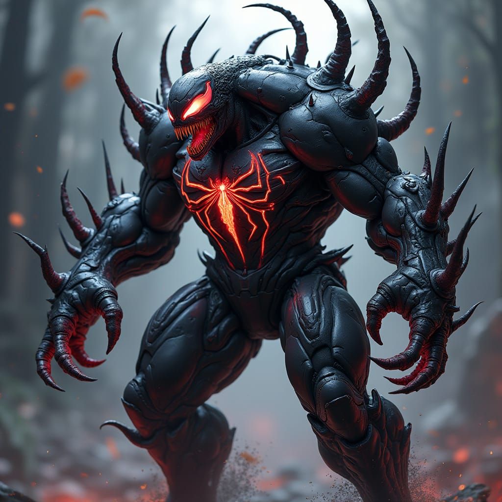 Biomechanical Abomination in Dark Metallic Armor