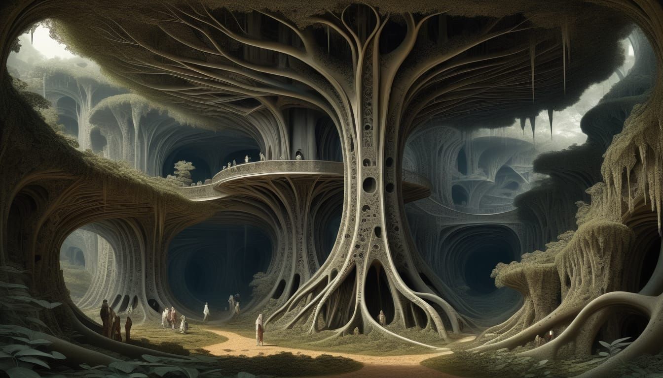 Intricate Fairy Labyrinth in Richard Dadd Style