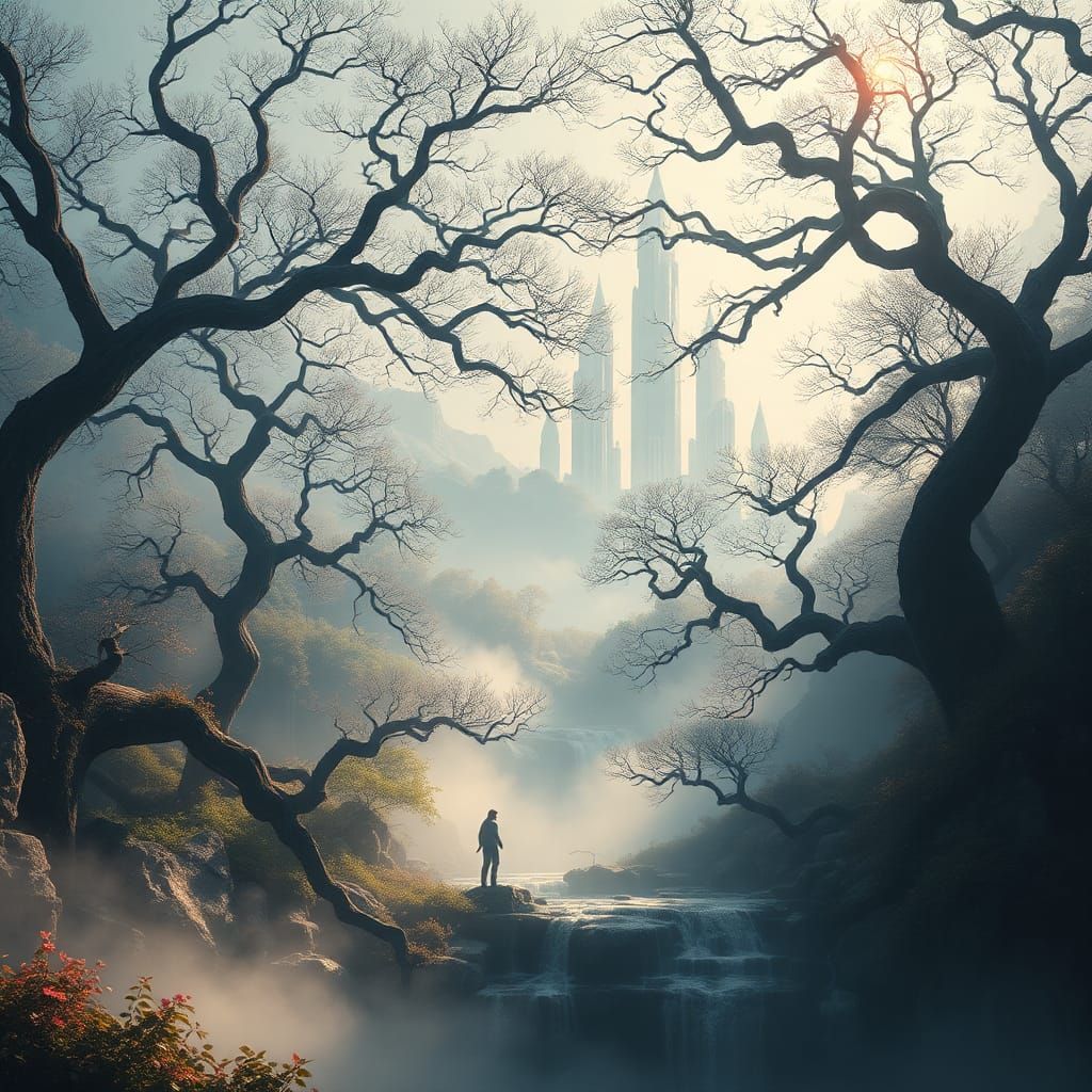Mystical Tranquility: Ethereal Fantasy Landscape