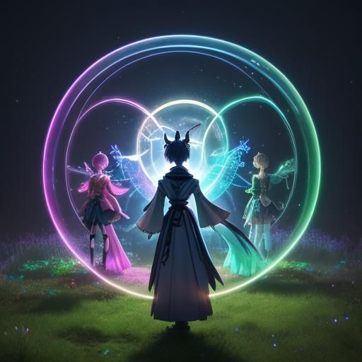 Anime Time Portal with Friends in Fairy Circle