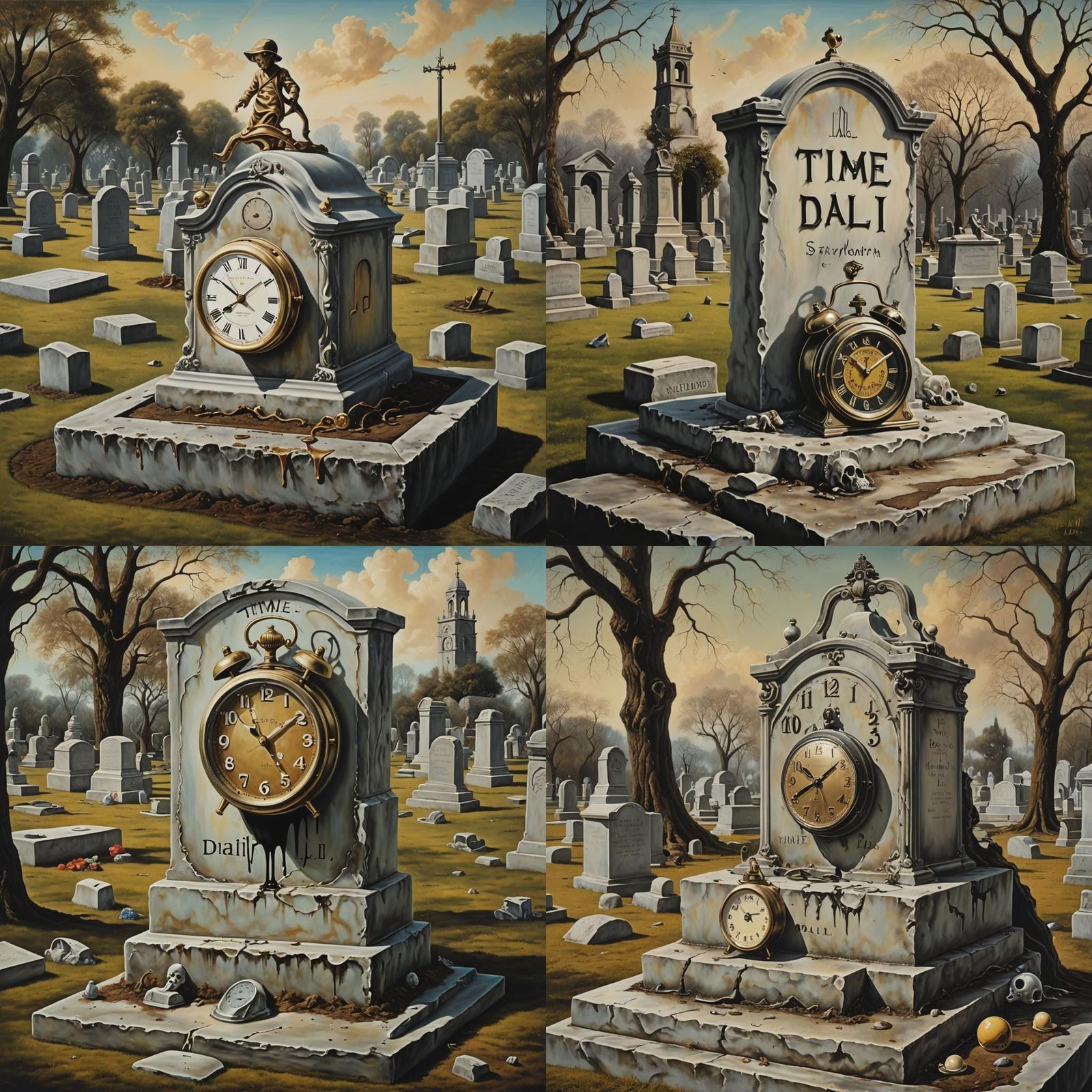 Surreal Playground with Melting Clock, Dali Style