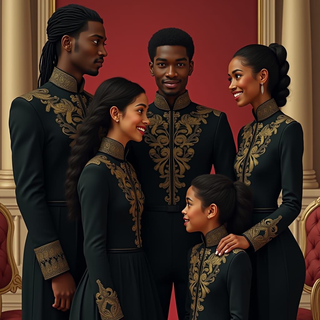 Family Portrait in Opulent Throne Room