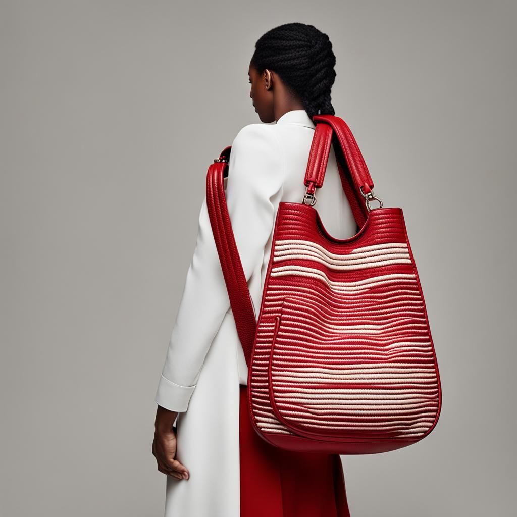 Red Minimalist Shoulder Bag Close-Up Portrait
