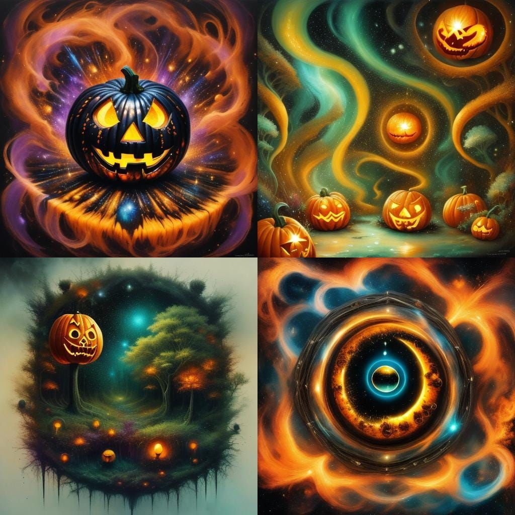 Surreal Jack-o-Lantern in Dark Fantasy Style