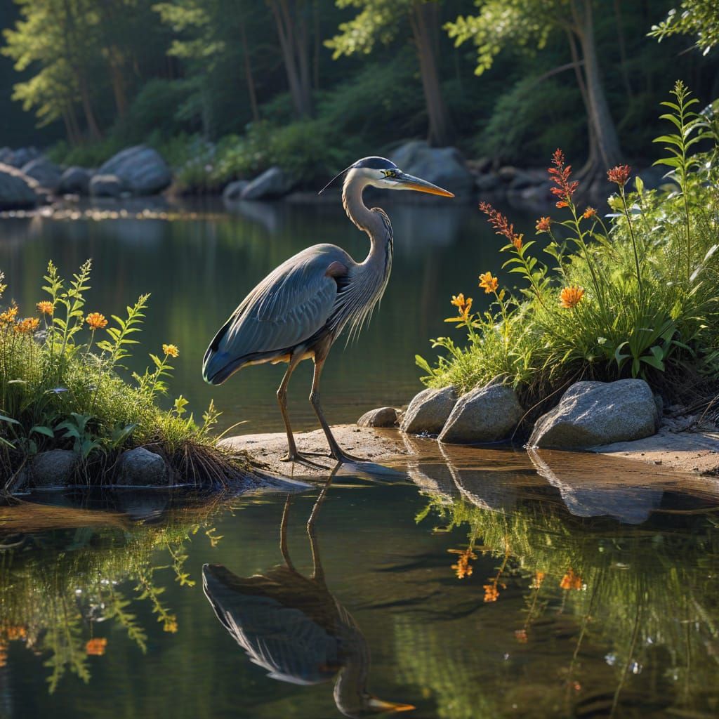 Harmonious Nature Scene with Humans and Animals