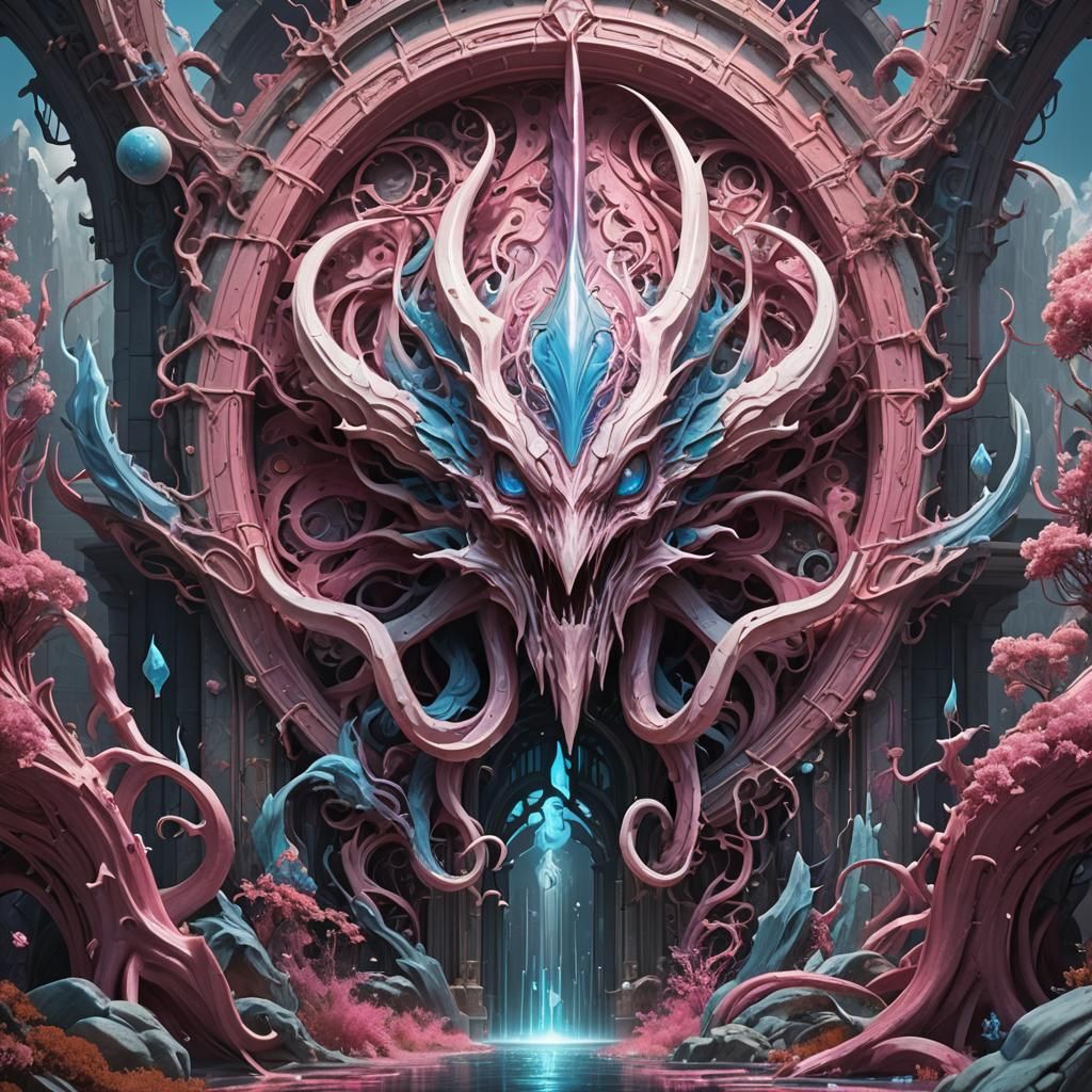 Eldrazi Cthulhu in Pastel Colors, Detailed Matte Painting