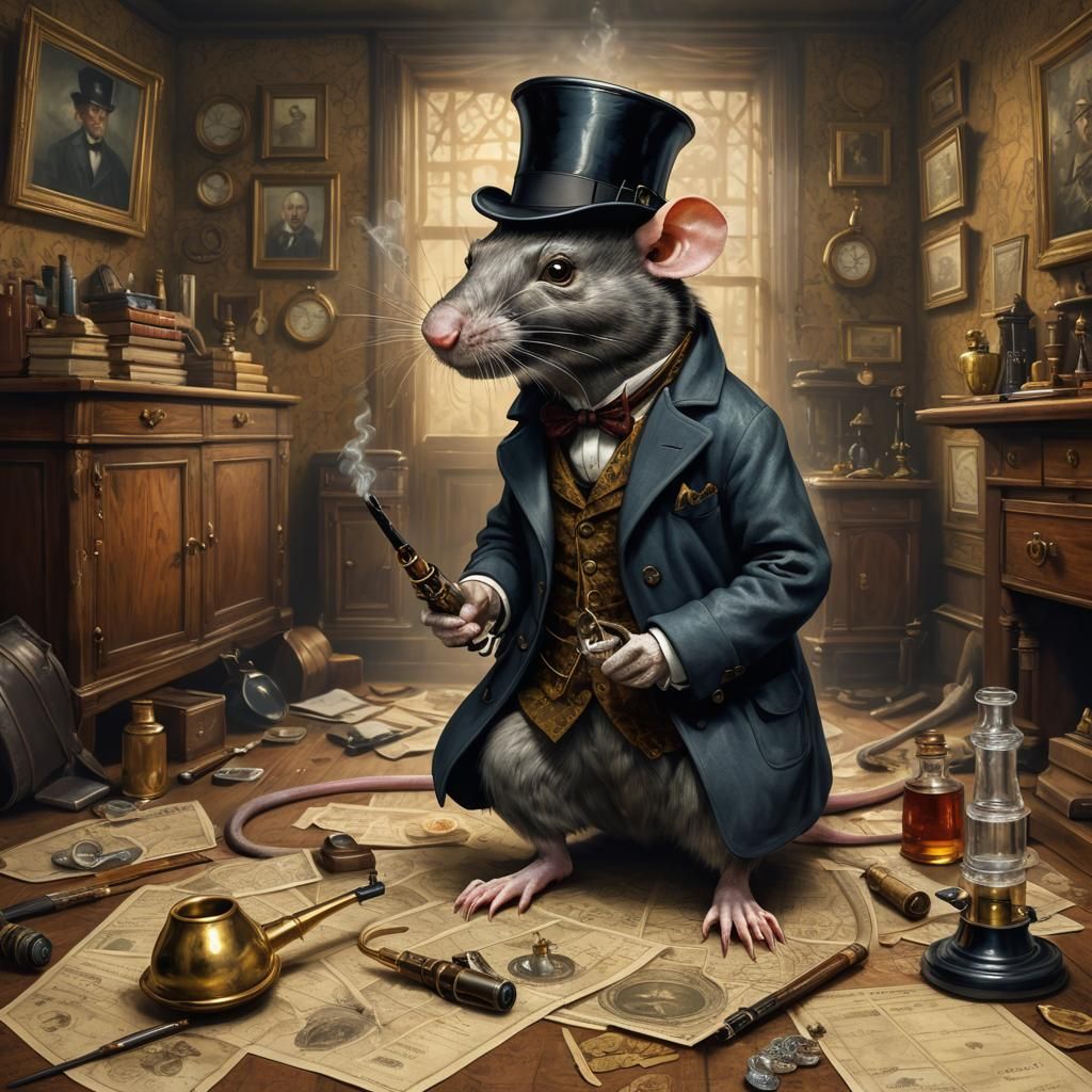 Sherlock Holmes Rat Investigates Crime Scene