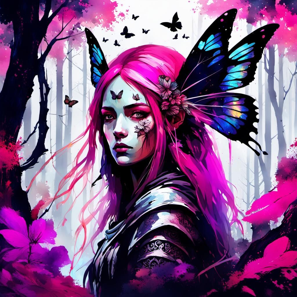 Dark Fantasy Fairy Princess in Gouache Style