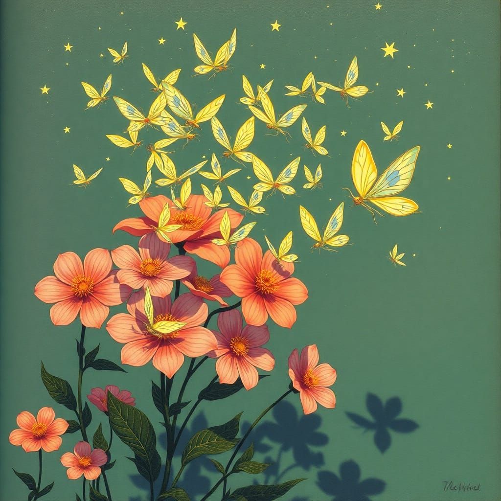 Iridescent Fairies in Flight with Starry Light