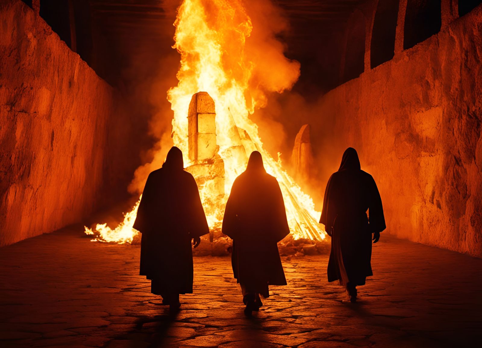 Shadrach, Meshach, Abednego and Jesus in Fiery Furnace