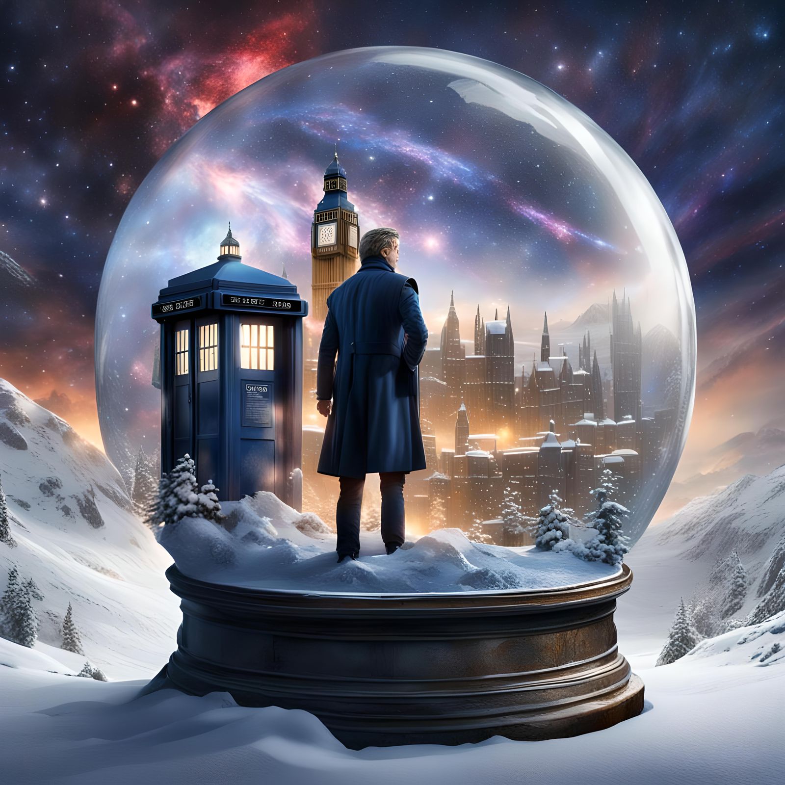 Doctor Who in a Galaxy Snow Globe