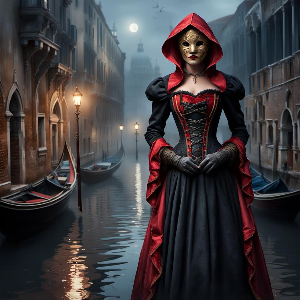 Victorian Venice Woman in Dark Fantasy Style
