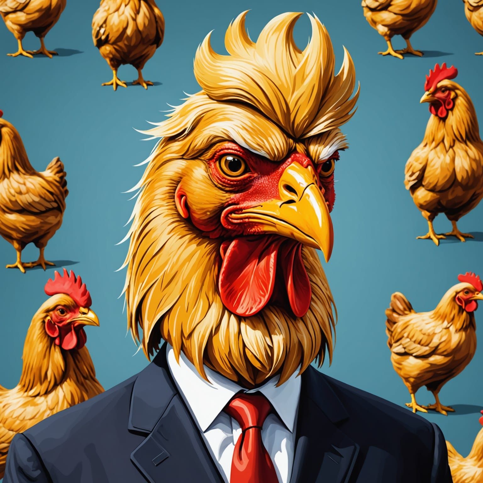 Trump Chicken in Magritte Style