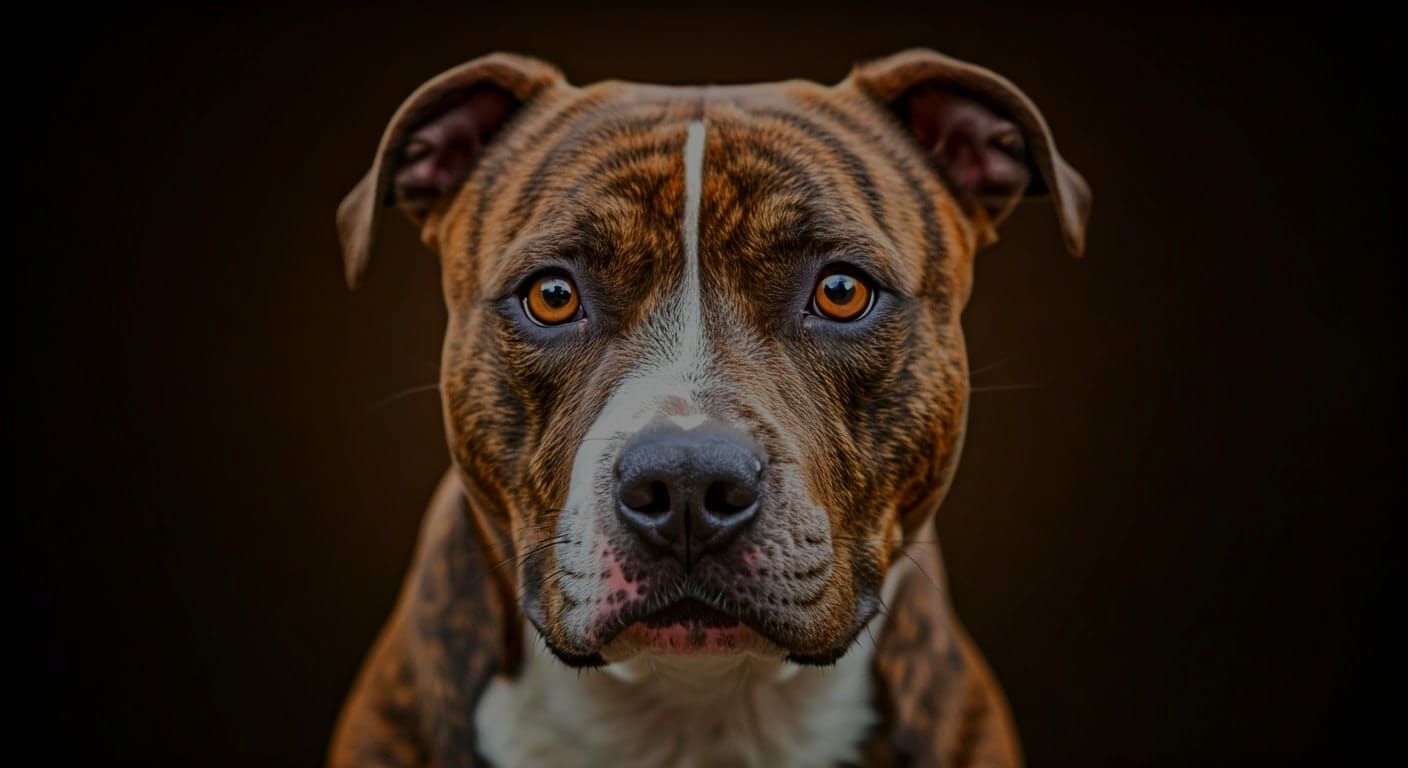 Lovable Brindle Pit Bull Terrier with Caramel Eyes
