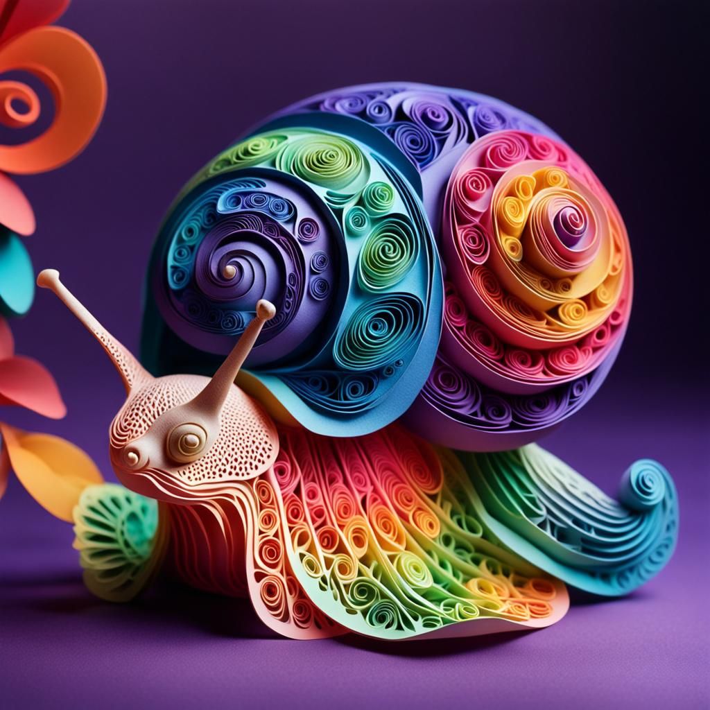 Beautiful kirigami snail