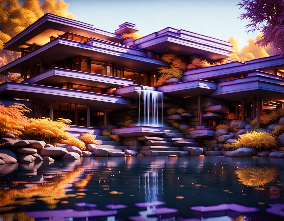 Fallingwater: 3D Render in Dark Fantasy Style