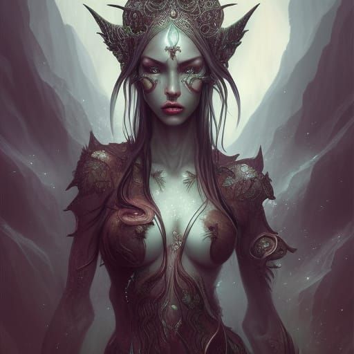 Detailed Dark Elf Portrait in Dragoncore Fantasy Style